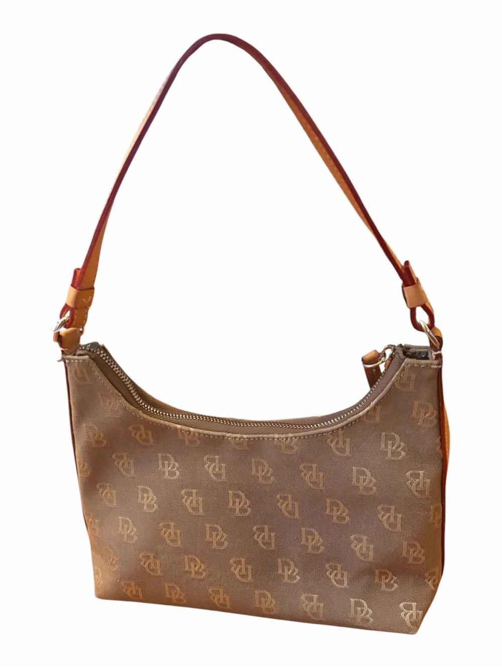 Dooney & Bourke Taupe and Tan Signature Monogram Shoulder Bag